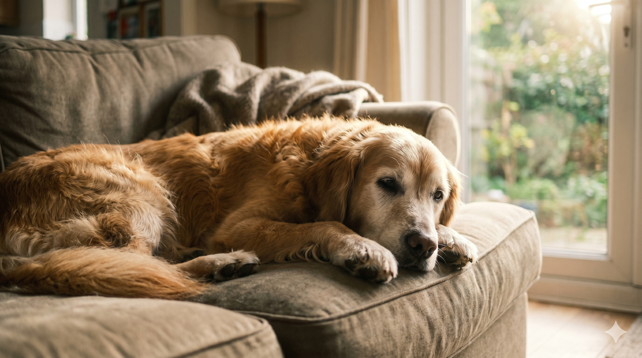 senior dog health tips — older dog resting peacefully at home